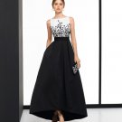 Exciting Satin Bateau Neckline Hi-lo A-line Evening Dress With Beaded Embroidery & Pockets F3582