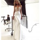 Charming Lace Sexy Backless Mermaid Jersey Prom Dresses G2258