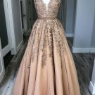 Sexy V-Neck Floral Prom Dress,Backless Prom Dresses,Upscale Custom Made Evening Dress W5940