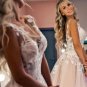 A Line Floral Appliques Beach Wedding Dresses Backless Tulle Boho Wedding Gowns W25741