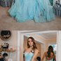 Blue V Neck Tulle Long Prom Dress Hot Evening Dress G2968