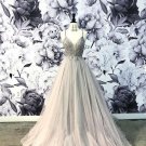 Stylish V Neck Graduation Dress Tulle Evening Dress Lace Long Prom Dress G2968