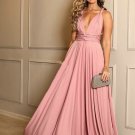 Pink Prom Dress Chiffon A-Line Prom Dresses V-Neck Prom Gown Formal Dresses Cheap Prom Gowns G5358