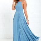 Blue Prom Dress Chiffon A-Line Prom Dresses Backless Prom Gown Formal Dresses Cheap Prom Gowns G2950