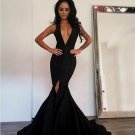 Black V Neck Mermaid Long Prom Dress Black Evening Dress Formal Dresses Cheap Prom Gowns G5920