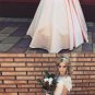 A-Line Bateau Cap Sleeves Pink Satin Prom Dress with Lace Bow Cheap Prom Gowns G6841