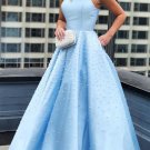 Gorgeous Light Ssky Blue Long Prom Dress Satin Evening Dress Formal Dress G8548