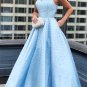 Gorgeous Light Ssky Blue Long Prom Dress Satin Evening Dress Formal Dress G8548