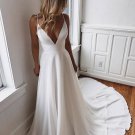 White Prom Dresses V-Neck Evening Dress A-Line Formal Gowns Cheap Prom Gowns S2280