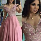 High Quality Lace Prom Dress Chiffon Evening dresses Off-the-shoulder Formal Gowns Hot F8543