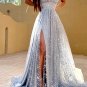A-Line Glittering Sexy Engagement Prom Dress V Neck Lace Prom Dress Hot