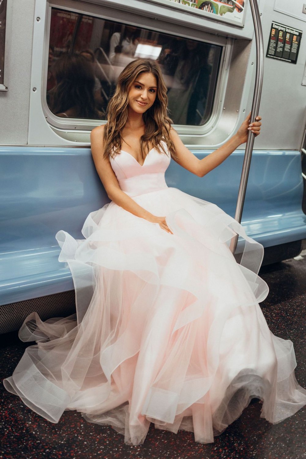 Light Pink V-neck Tulle Prom Dresses,Layered Evening Gown Tulle Evening Dress G5658