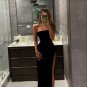 Sexy Mermaid Long Prom Dresses,Strapless Evening Gown with High Split H5741