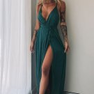 Sexy Green V-neck Sheath Long Full Length Evening Party Gown,Prom Dress BH14