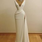 V Neck Slit Side Long Prom Dresses Evening Gown Cheap Prom Gowns S2257