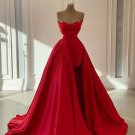 Red Satin unique Prom Dress Long Evening Dress  F1274