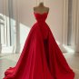Red Satin unique Prom Dress Long Evening Dress  F1274