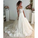 White Off The Shoulder Prom Dress Lace Appliques Wedding Dresses MU175