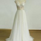 See-through Lace Bodice A-line Ivory Tulle Cheap Prom Dress LT2741