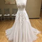Spaghetti Strap Plunging V Lace Appliques A-line Prom Dress DR6751