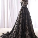 Boat Neckline Black Over Champagne Prom Dress With Low Back BT871