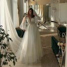 Tulle Long Sleeves V Neck Prom Dress Hot Evening Dress MY754