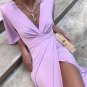 Purple V Neck Long Prom Dress With Split Hot Evening Dress MY741