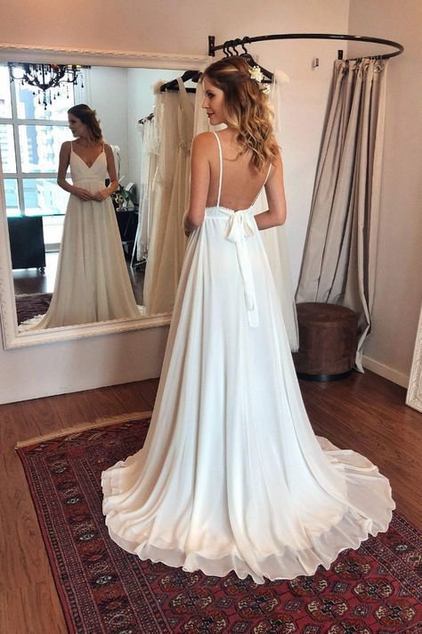 A-line Straps Long Prom Dress  Open Back Prom Dress Long Prom Dresses VR141