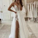 Deep V Neck Ivory Lace Wedding Dresses A Line V Neck Ivory Lace Formal Evening Dress