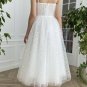 Spaghetti Straps Prom Dresses Tea Length Ivory Formal Evening Dresses