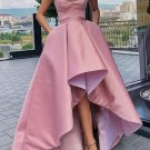 High Low Satin Prom Dresses Pink High Low Satin Formal Homecoming Dresses