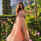 Sweetheart Neck Pink Lace Prom Dresses Lace Long Formal Evening Dresses