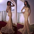 Amazing Mermaid High Neck Long Sleeves Shining Prom Dress Formal Evening Dresses