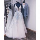 Beading Spaghetti Straps Deep V-Neck Embroidery Prom Dress Formal Evening Dresses