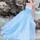 Shiny Blue Backless Prom Dresses with Thin Straps Open Back Light Blue Formal Evening Dresses