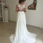 A Line See Through Ivory Lace Wedding Dresses, Ivory Lace Prom Dresses