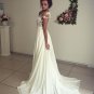 A Line See Through Ivory Lace Wedding Dresses, Ivory Lace Prom Dresses