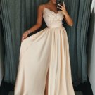 Custom Made Champagne Lace Evening Dresses Champagne Lace Formal Dresses