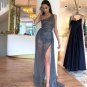 Sparkly Sequin Tulle One Shoulder Sexy High Slit Prom Dresses Prom outfits
