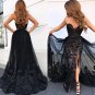 Sexy Green Mermaid Prom Dresses Applique LaceSweetheart Split Tulle Fromal Evening Party Gowns