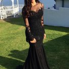 Confident Option Trumpet Mermaid Style Sheer Neck Sweep Brush Train Applique Spandex Dresses