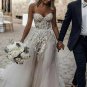 Sweetheart Strapless Lace Rustic Wedding Dresses Long Tulle Beach Wedding Dress
