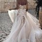 Sweetheart Strapless Lace Rustic Wedding Dresses Long Tulle Beach Wedding Dress