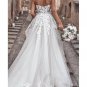 Sweetheart Strapless Lace Rustic Wedding Dresses Long Tulle Beach Wedding Dress