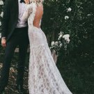 High Neck Lace Appliques Long Sleeve Mermaid Beach Wedding Dresses Bridal Dresses