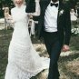 High Neck Lace Appliques Long Sleeve Mermaid Beach Wedding Dresses Bridal Dresses