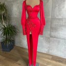 Red long sleeves Mermaid fashion prom dresses,Evening Dresses