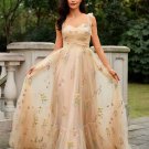 A-Line/Princess Lace Ruffles Straps Sleeveless Sweep/Brush Train Dresses