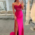 Sheath/Column Stretch Crepe Applique Sweetheart Sleeveless Sweep/Brush Train Dresses