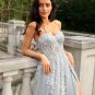 A-Line/Princess Tulle Applique Sweetheart Sleeveless Court Train Dresses